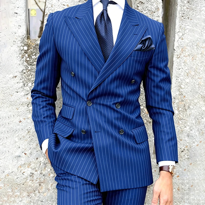 Costume 2 Pièces Homme Double Boutonnage Revers Pointu Slim Fit – CLEVI Paris