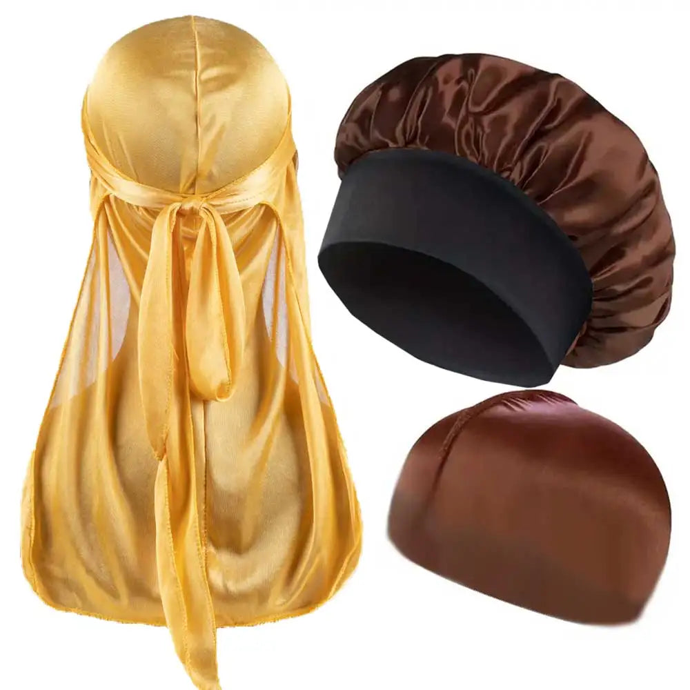Coffret 3 pièces Durag + Bonnet + Dome Hat Satin — CLEVI Paris