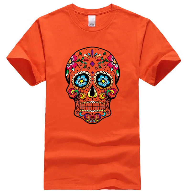 T-Shirt Homme Coton Streetwear Imprimé Tête de Mort Coupe Loose 10 Coloris – CLEVI Paris