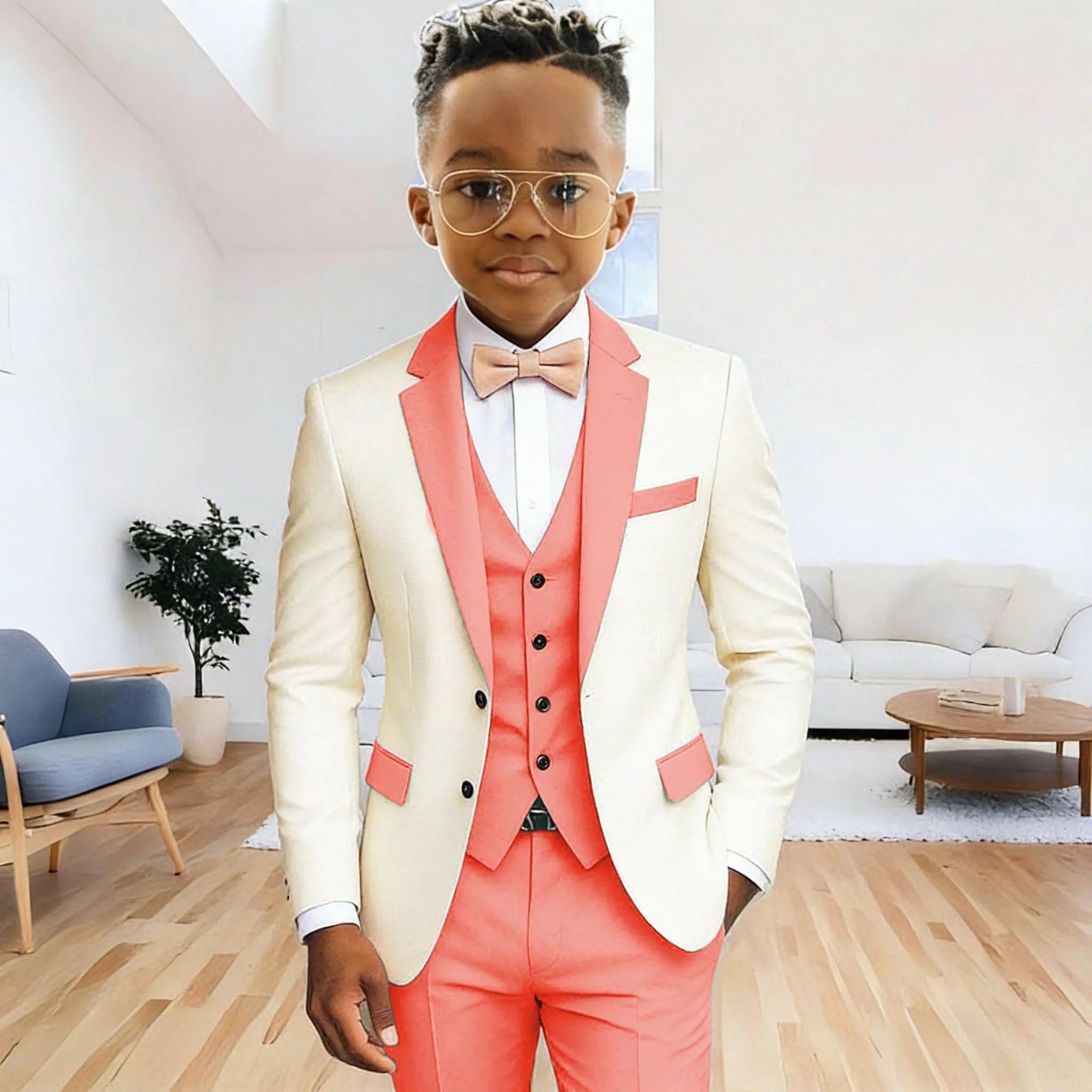 Costume 3 Pièces Garçon | Veste + Gilet + Pantalon | Mariage Cérémonie 2-16 Ans