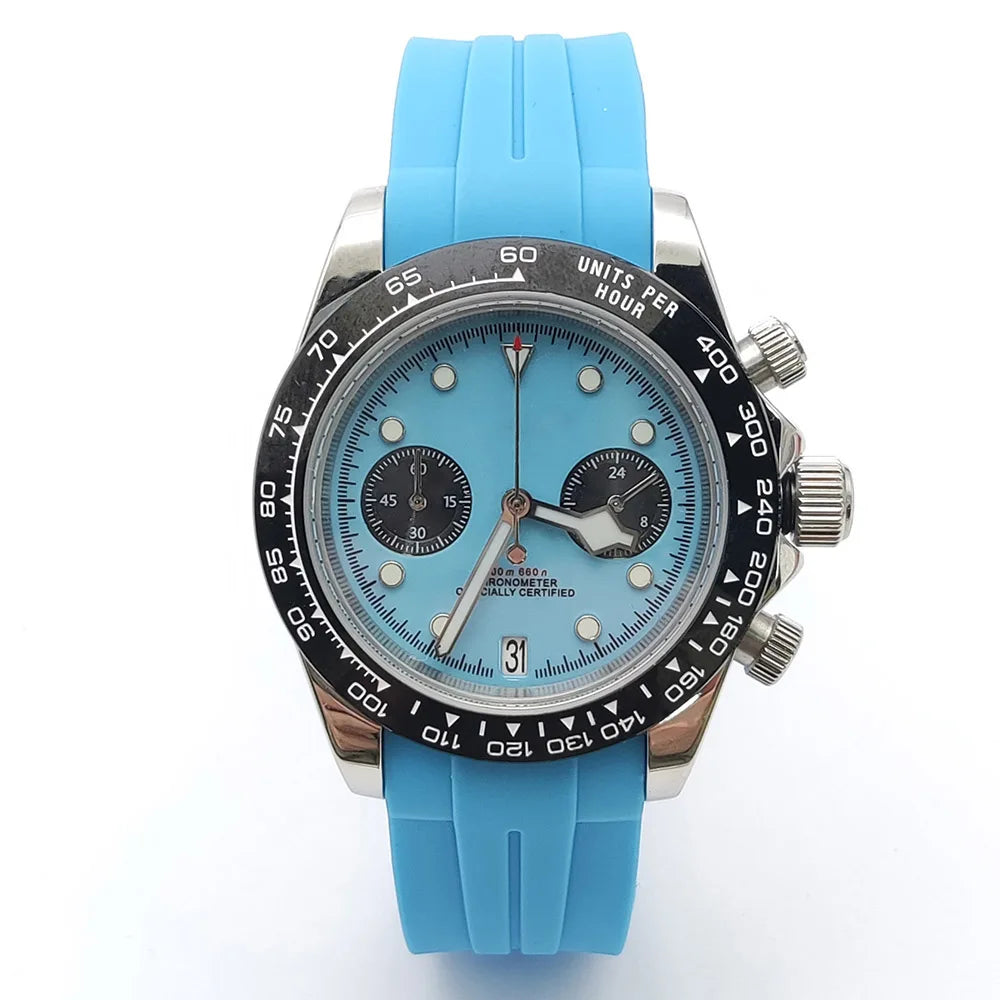 PARNSRPE VK64 Montre Homme Chronographe Quartz Japonais Acier 316L 39,5mm Verre Saphir AR 5 ATM Lumineux – CLEVI Paris