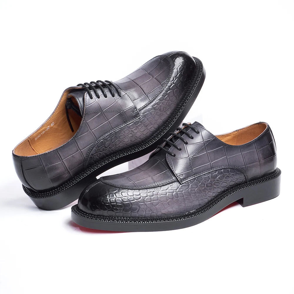 Oxford Homme Cuir Croco Rehausseur Luxe Mariage Élégant – CLEVI Paris
