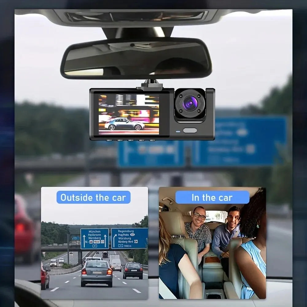 Dashcam 1080p Double & Triple Objectif – Vision Nocturne IR, Enregistrement en Boucle, Grand Angle – CLEVI Paris