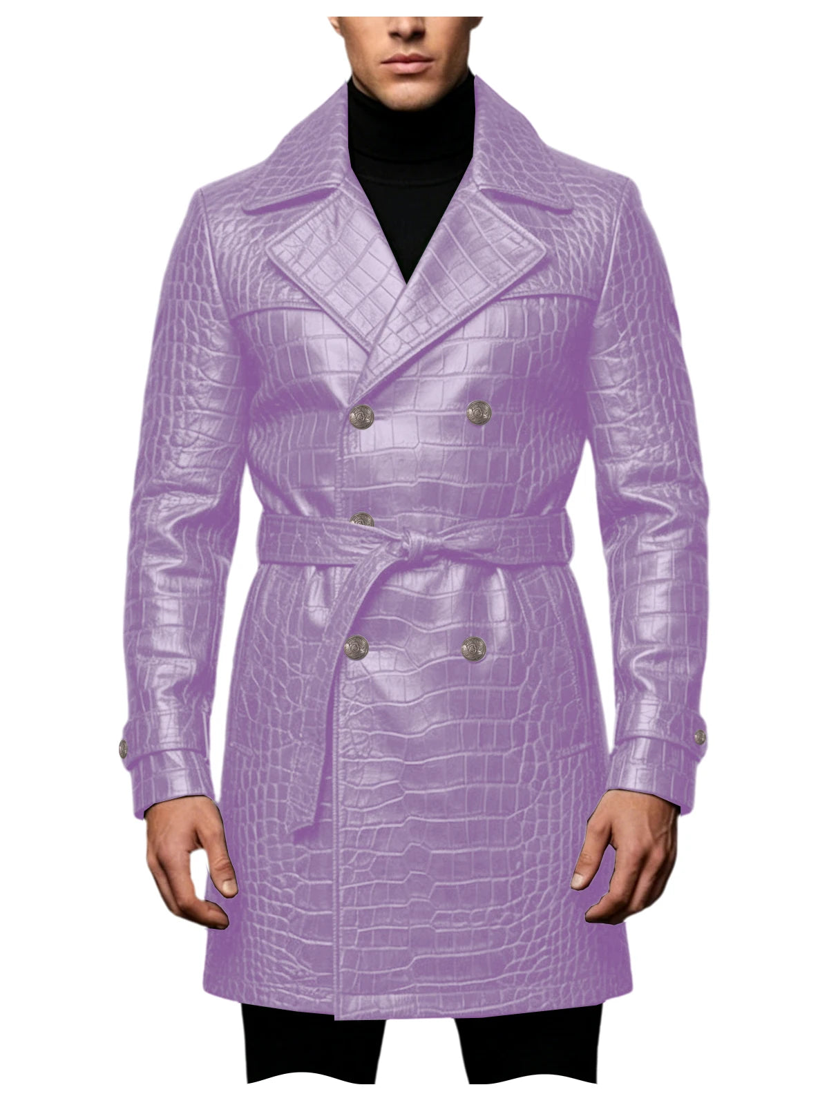 Manteau homme effet croco double boutonnage – CLEVI Paris