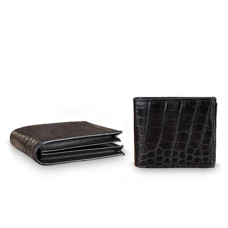 Portefeuille Court Homme Cuir Crocodile Véritable Motif Alligator – CLEVI Paris