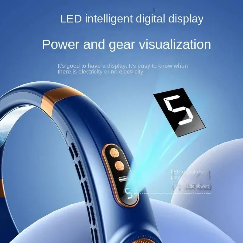 Ventilateur Tour de Cou Sans Lames 5 Vitesses LED Rechargeable USB Sport – CLEVI Paris