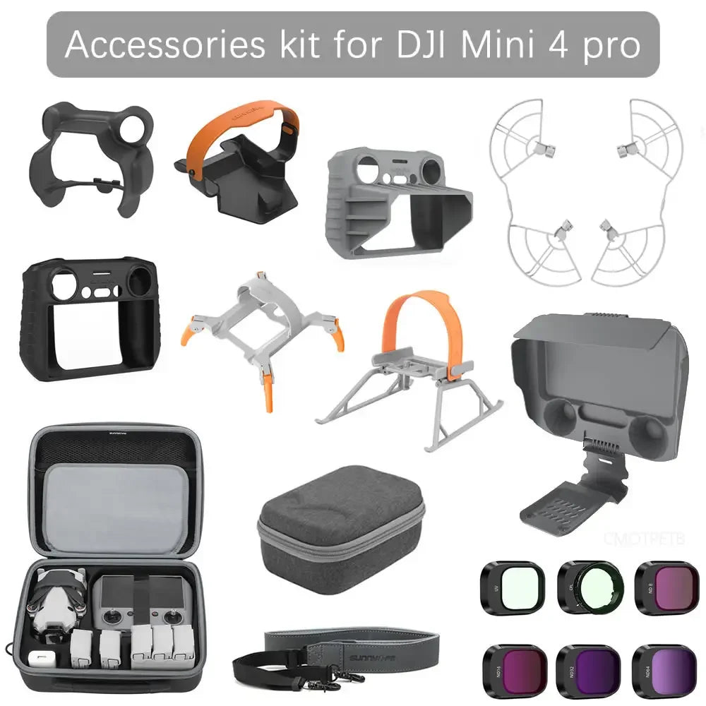 Kit Accessoires pour DJI Mini 4 Pro – Train d’Atterrissage, Protège-Hélices, Filtres, Housse – CLEVI Paris