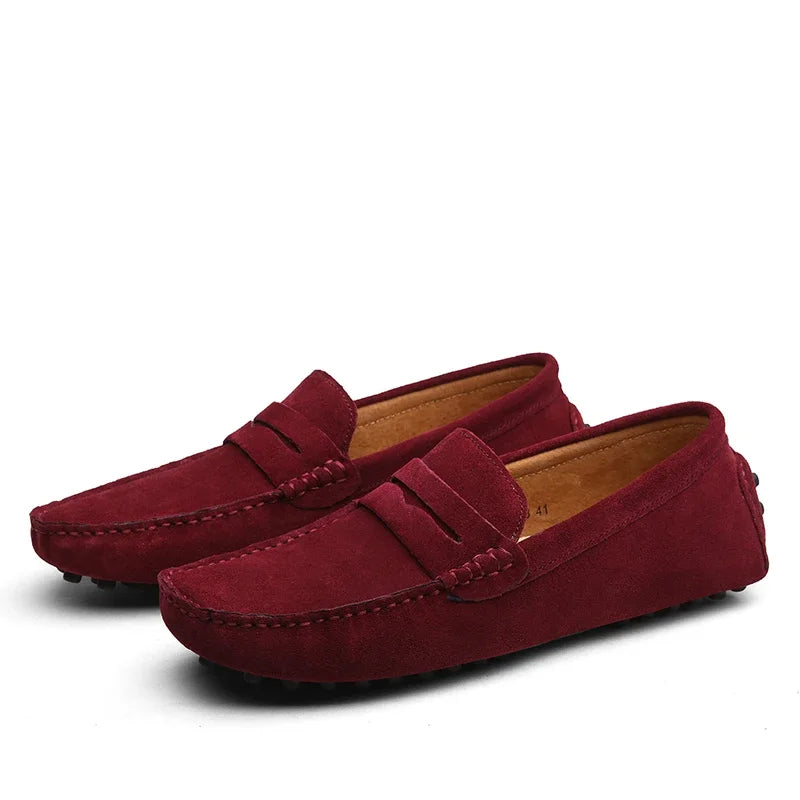 Mocassins Homme Cuir Suède Véritable – Chaussures Casual Conduite Slip-On