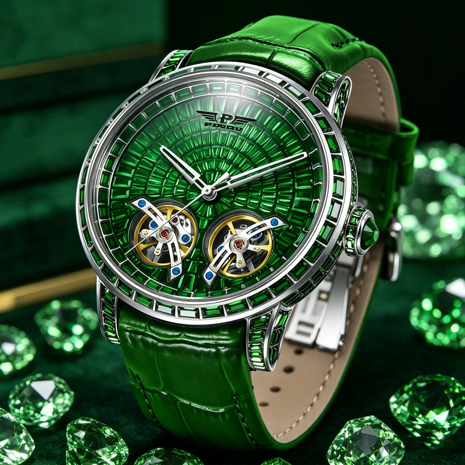 Montre Mécanique Homme PINDU – Diamants, Saphir & Cuir | Luxe