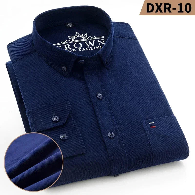 Chemise Corduroy Homme Grande Taille 100% Coton Manches Longues – S à 7XL – CLEVI Paris