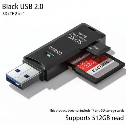 Lecteur de Carte Mémoire 2-en-1 USB 3.0 & Type-C – TF/SD Haute Vitesse, Compact & Certifié CE/RoHS – CLEVI Paris