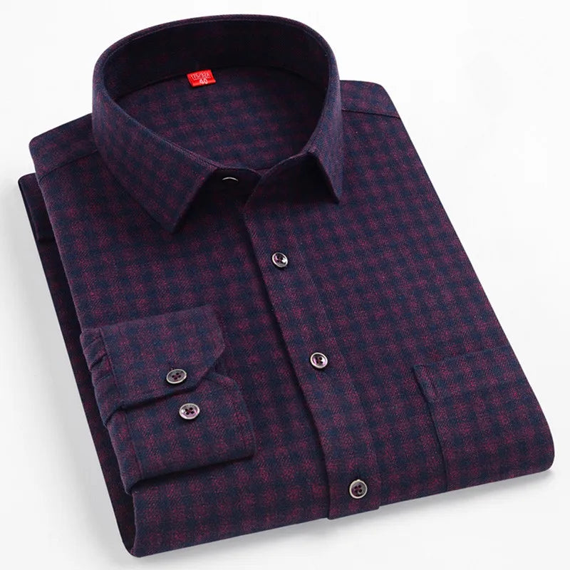 Chemise Homme Manches Longues Coton Carreaux Style Britannique – CLEVI Paris