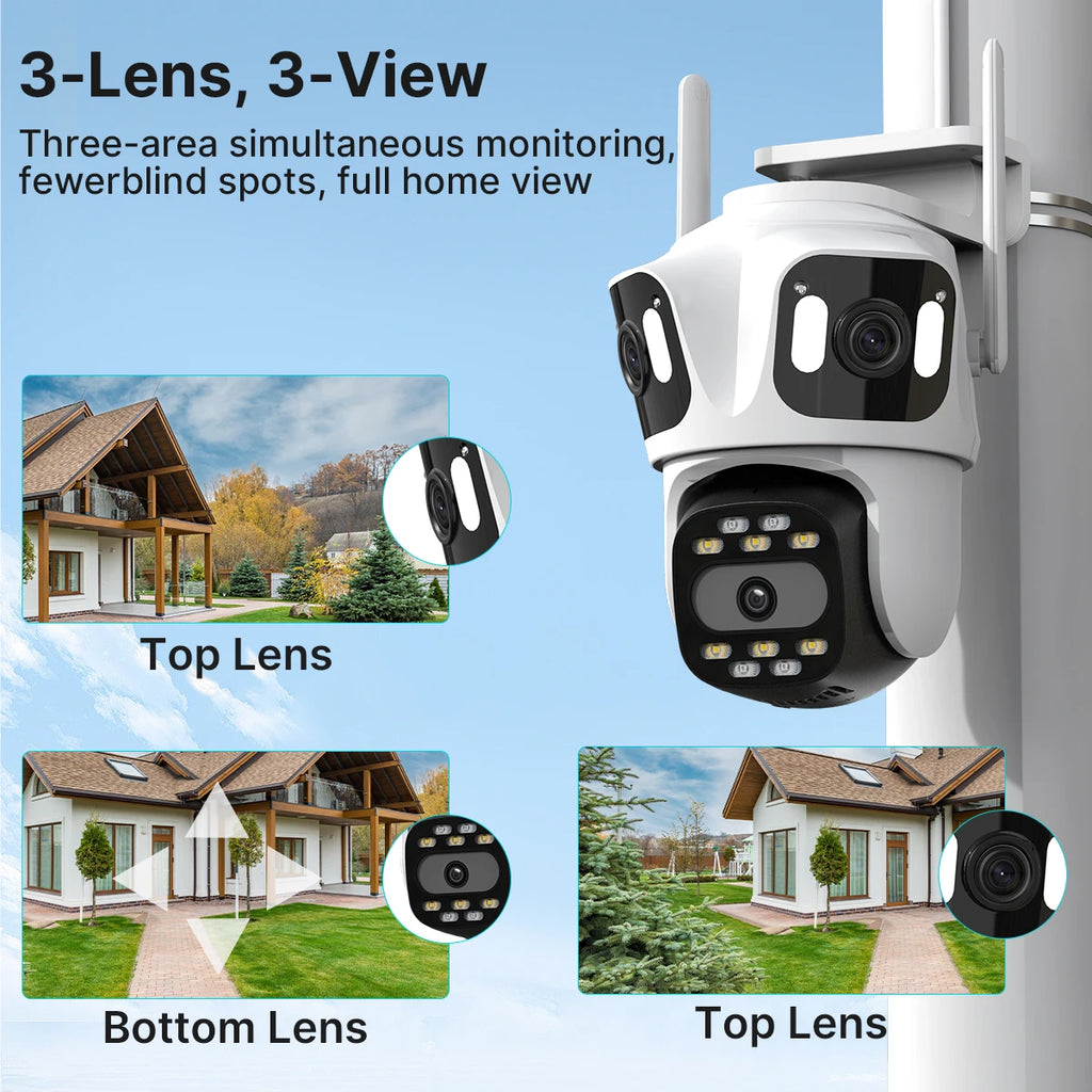Caméra Surveillance WiFi PTZ 2/3 Objectifs — Vision Nocturne, IA & IP66 — CLEVI Paris