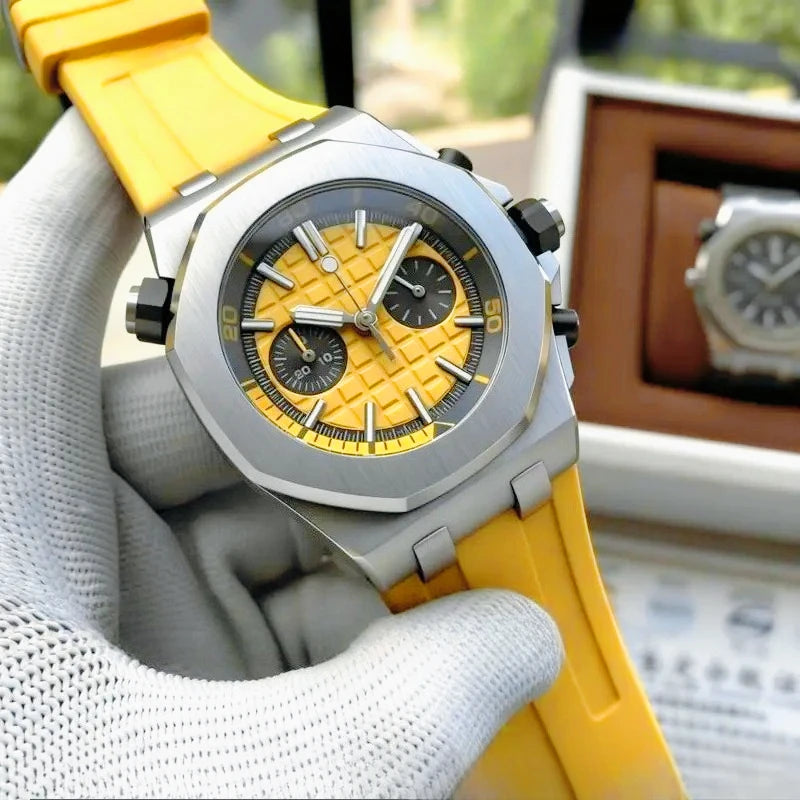 Montre Quartz Homme Chronographe Style Royal Oak Octogonal Acier Saphir VK63 – CLEVI Paris
