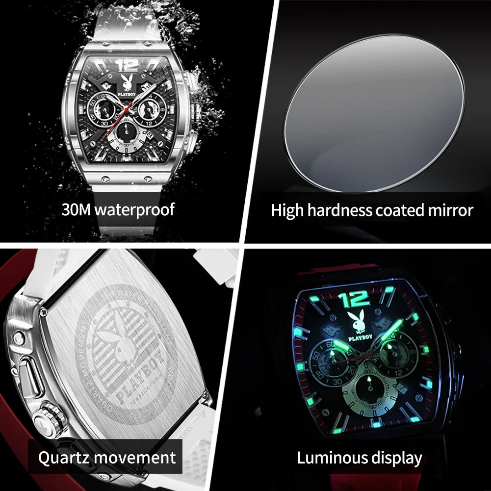 Montre Quartz Homme PLAYBOY 3075 Tonneau Calendrier Complet – CLEVI Paris