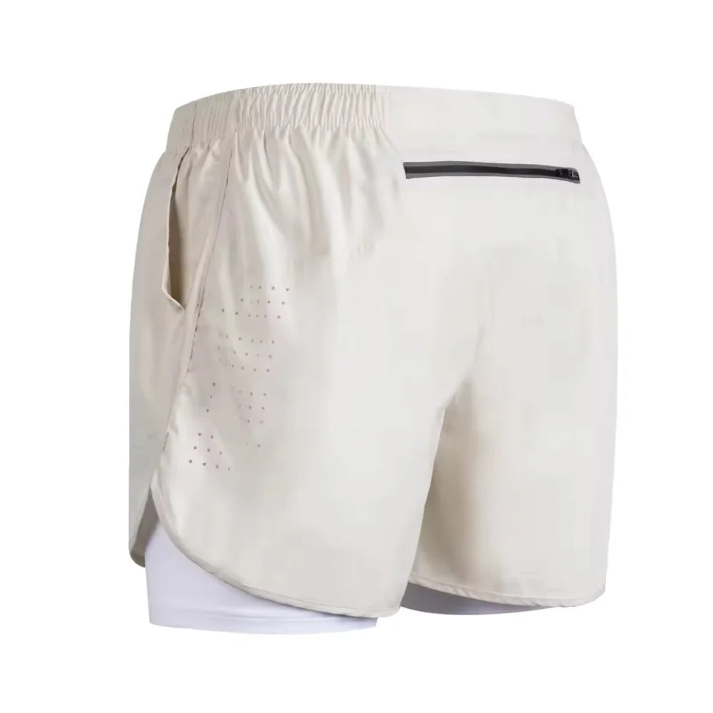 Short Homme 2-en-1 Double Couche Séchage Rapide Sport Running – CLEVI Paris