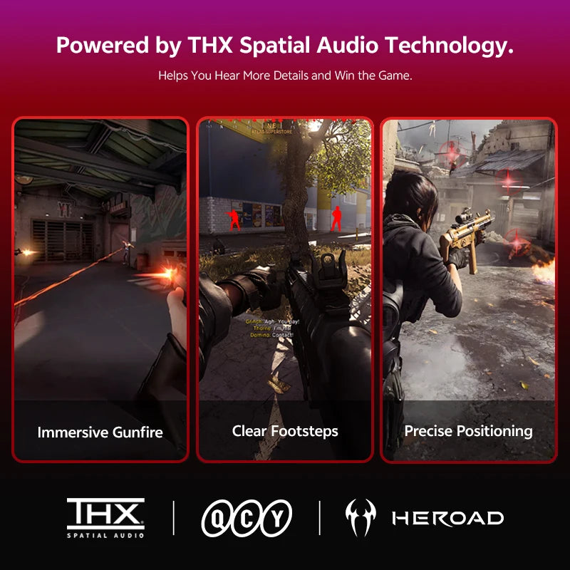 Casque Gaming QCY Heroad GT2 THX Spatial 7.1.4 Tri-Mode 127h 3 Micros ENC – CLEVI Paris