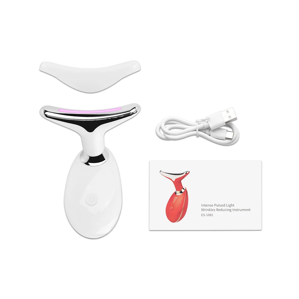 Masseur Cou & Visage EMS Microcourant LED | Ions, Chaleur & Photothérapie 3 Modes