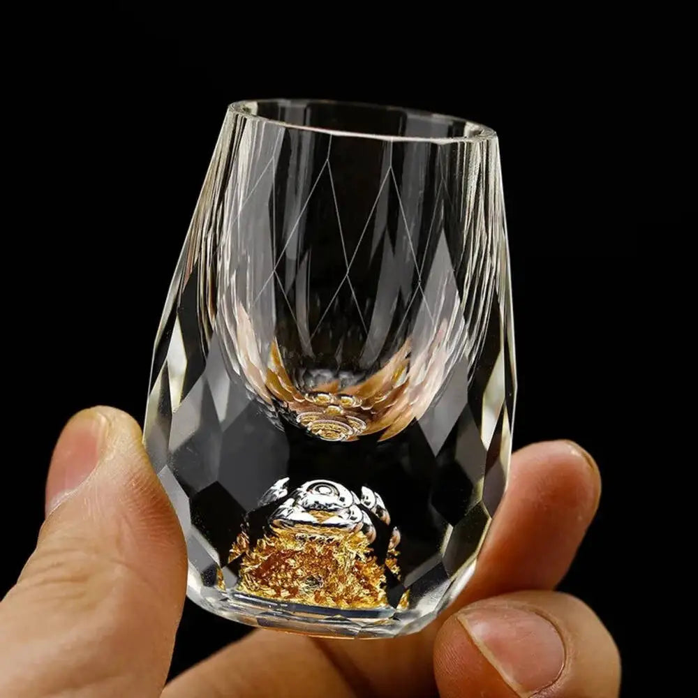 Verres à Shot en Cristal Luxe Feuille d’Or — 15ml, Vodka, Saké, Bar, Lot 1 à 6 | CLEVI Paris
