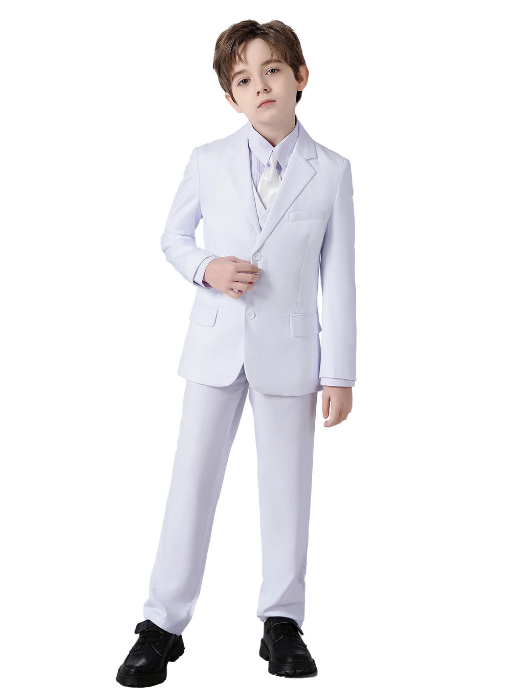 Costume 4 Pièces Garçon Mariage Cérémonie Slim Veste Gilet Pantalon Cravate 13 Coloris – CLEVI Paris