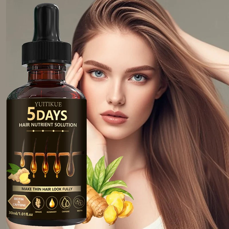 Sérum Repousse Capillaire 5 Jours | Biotine, Caféine, Gingembre & Romarin | Cheveux Plus Denses 30ml – CLEVI Paris
