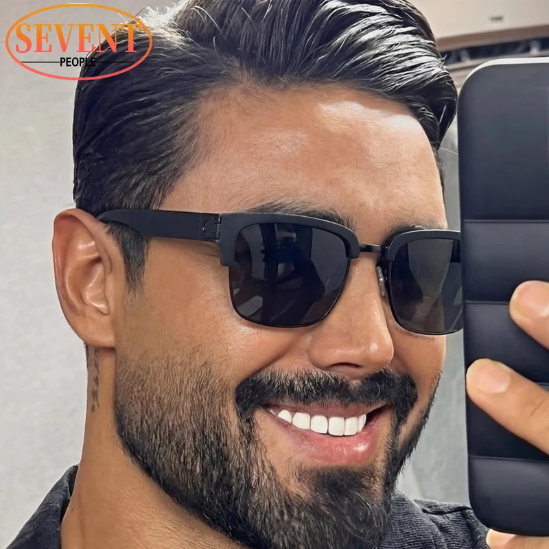 Lunettes de Soleil Carrées Photochromiques Dégradé UV400 Vintage Homme – CLEVI Paris