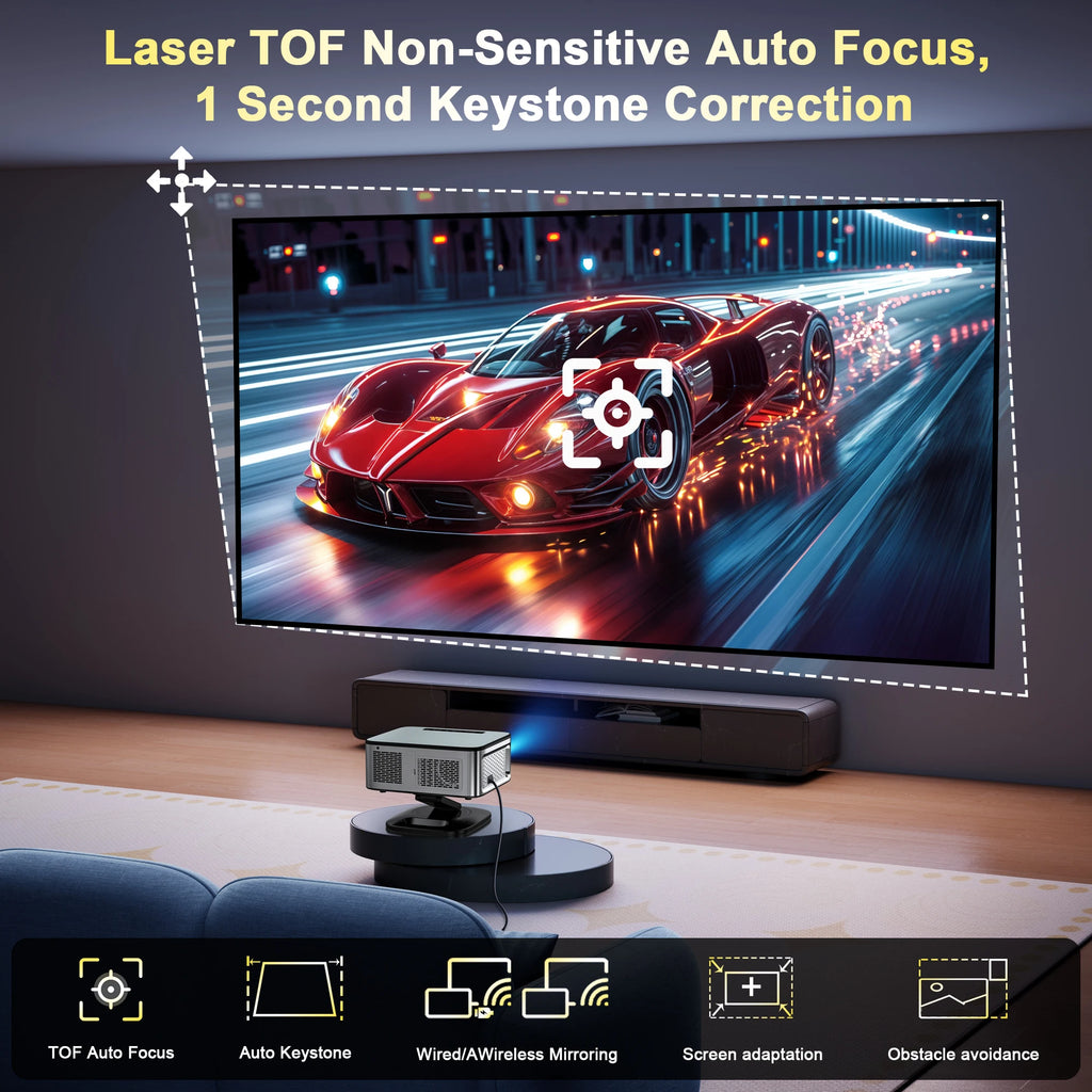 HORLAT T10 Pro Projecteur Android 1080P 4K 3000 ANSI Laser TOF Autofocus WiFi 6 BT 5.3 HDR10 – CLEVI Paris