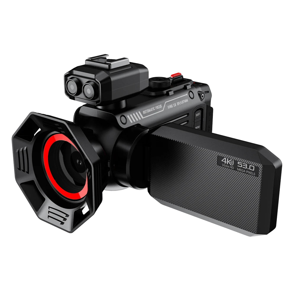 Caméscope Ponbos DV60 4K UHD WiFi – Zoom 50x, 53MP, Filtres Intégrés, Ultra-Léger, Photo & Vidéo – CLEVI Paris