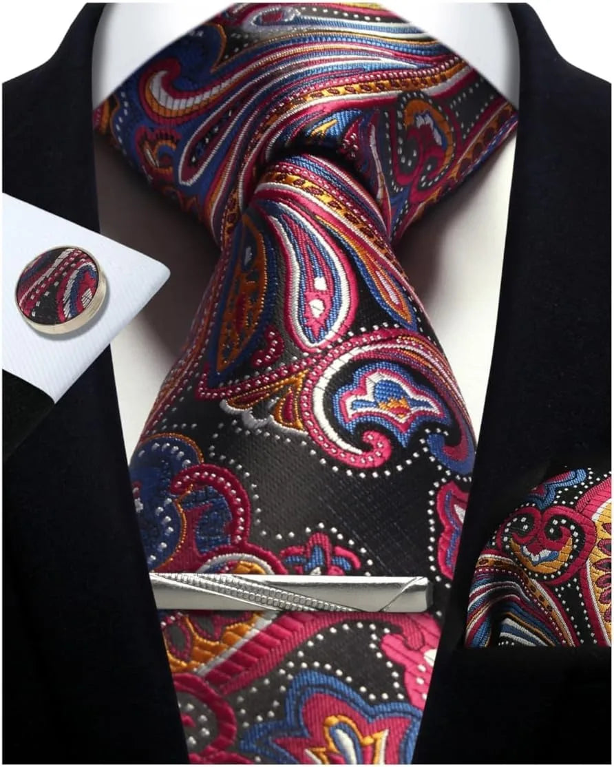 Ensemble cravate homme 4 pièces paisley – CLEVI Paris