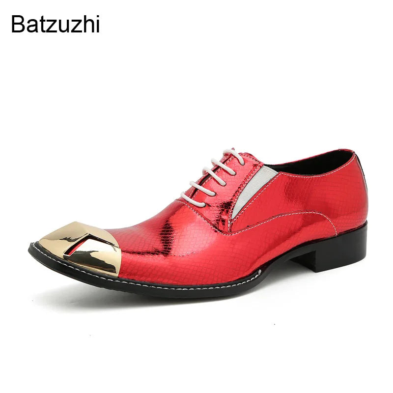 Oxford Homme Cuir Luxe Lacets Bicolore Rouge & Argenté – CLEVI Paris