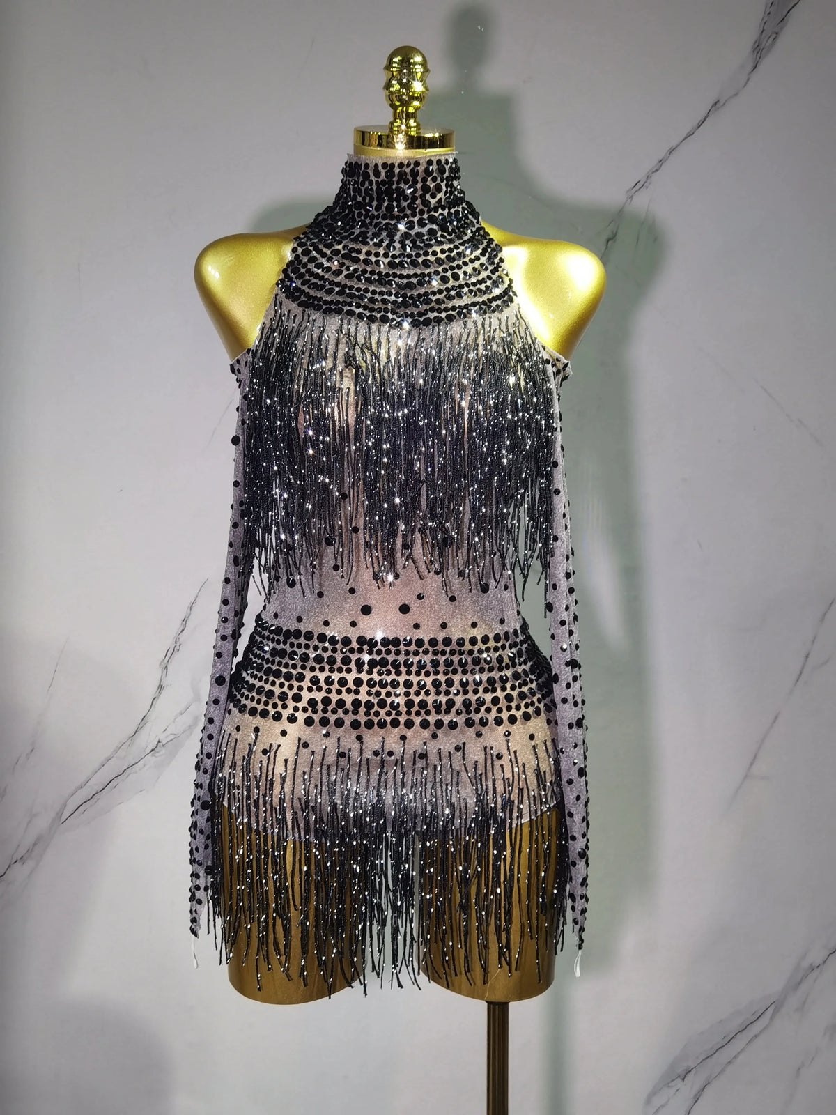 Justaucorps de scène à franges femme – CLEVI Paris