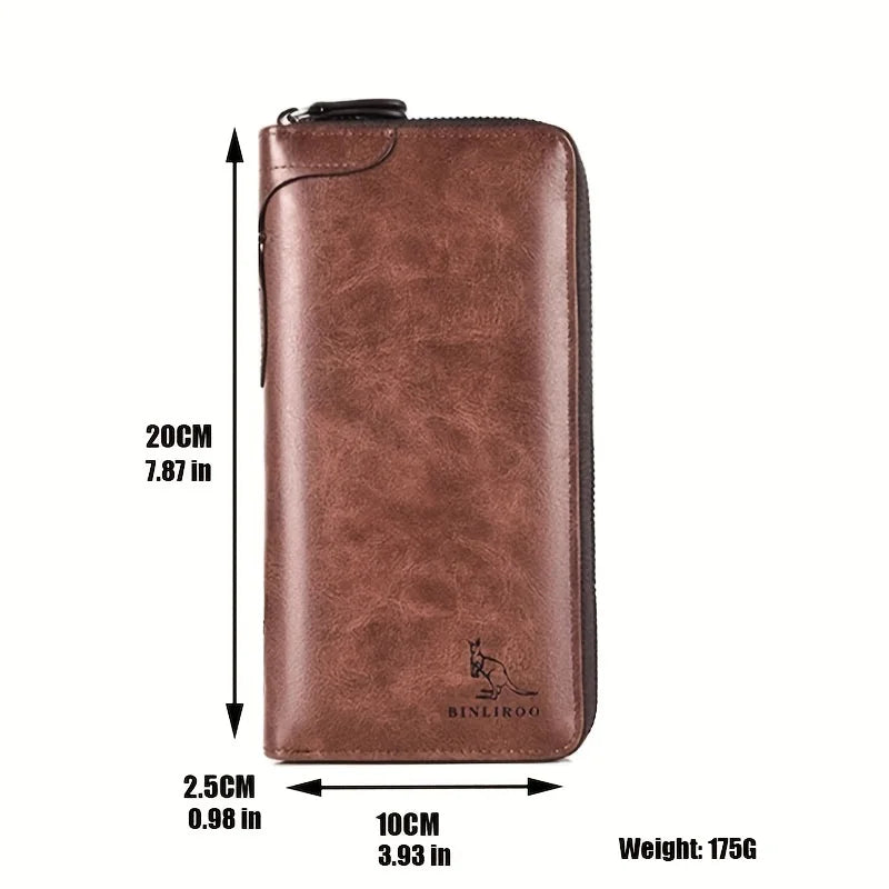 Portefeuille Long Unisexe PU Anti-RFID Fermeture Éclair Business 3 Coloris – CLEVI Paris