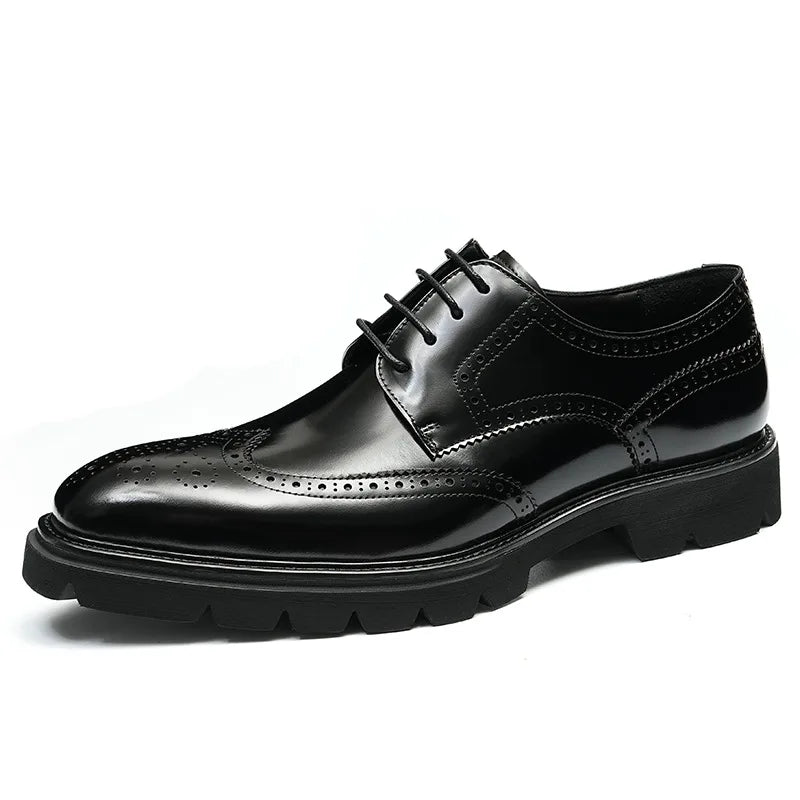 Oxford Brogue Homme Cuir Véritable – Bout Pointu, Lacets, Style Vintage Business EU 38-46 – CLEVI Paris