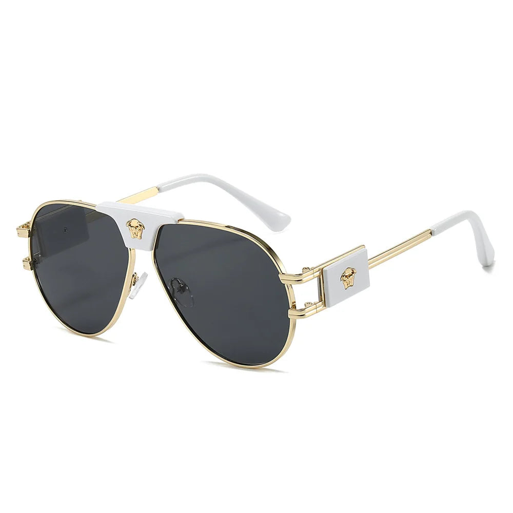 Lunettes de Soleil Aviateur Classique UV400 Monture Alliage Décor Tête de Taureau Femme – CLEVI Paris