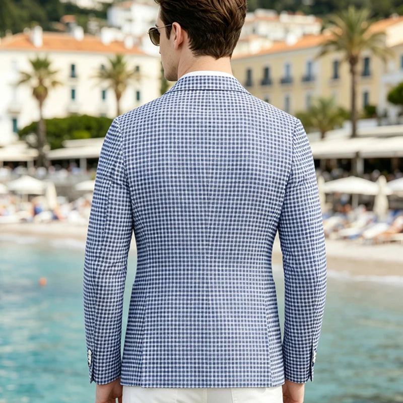 Blazer homme à carreaux 2 boutons – CLEVI Paris