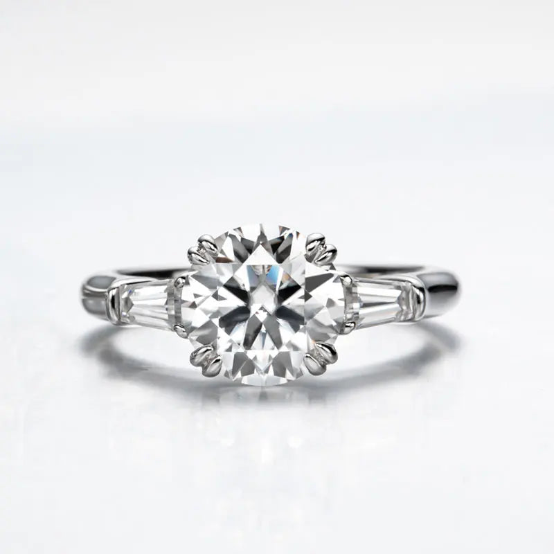 Bague Fiançailles Moissanîte 3 Pierres | Argent 925 3CT / 5CT Certifiée GRA – CLEVI Paris