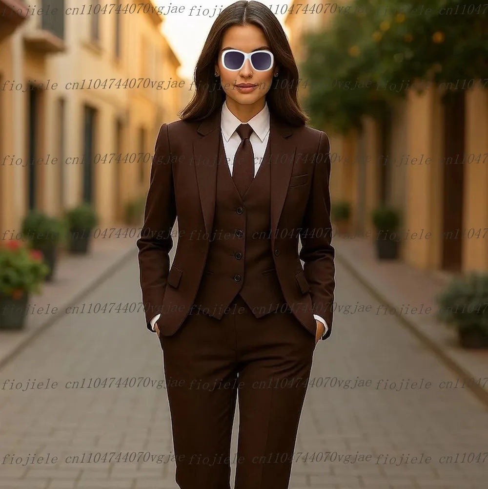 Costume 3 Pièces Femme – Blazer + Gilet + Pantalon | 25 Coloris | Business, Mariage & Cérémonie | S-4XL