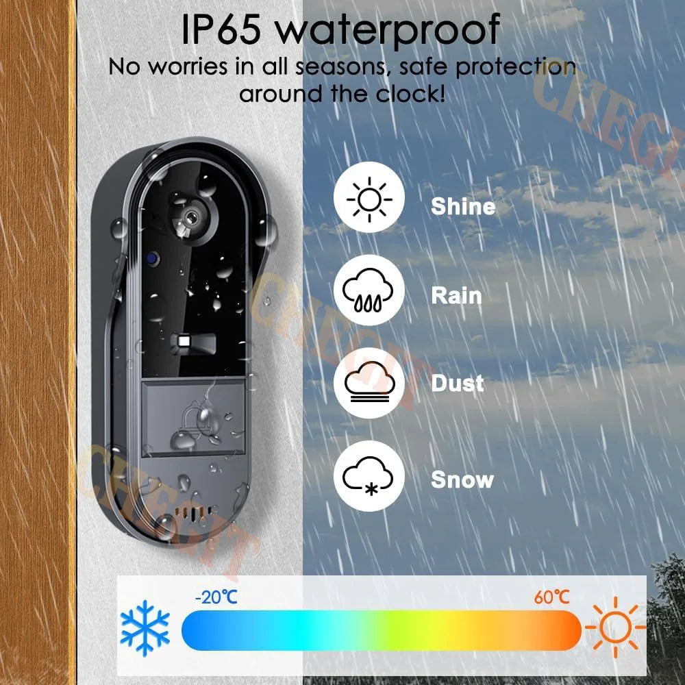 Sonnette Vidéo Sans Fil Écran IPS 4,3" – 1080P Vision Nocturne IP65 – CLEVI Paris
