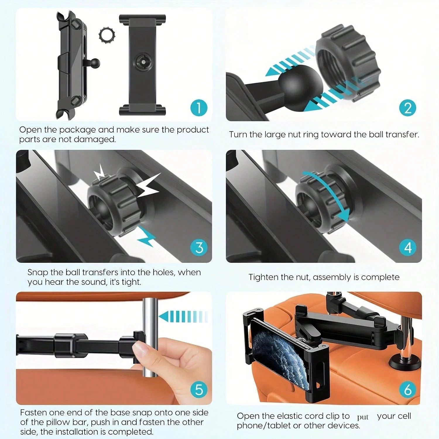 Support Tablette Appuie-Tête Voiture Rotatif 360° — CLEVI Paris