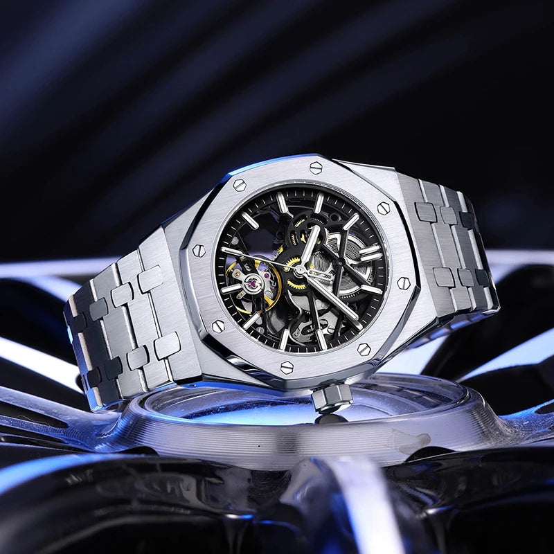 Montre Tourbillon Automatique Squelette Homme | Acier Inoxydable – CLEVI Paris