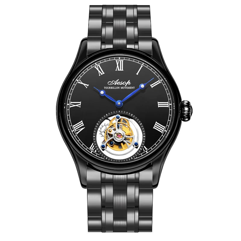 AESOP 7021 & 7061 Montre Homme Tourbillon Squelette Saphir Étanche 5ATM – CLEVI Paris