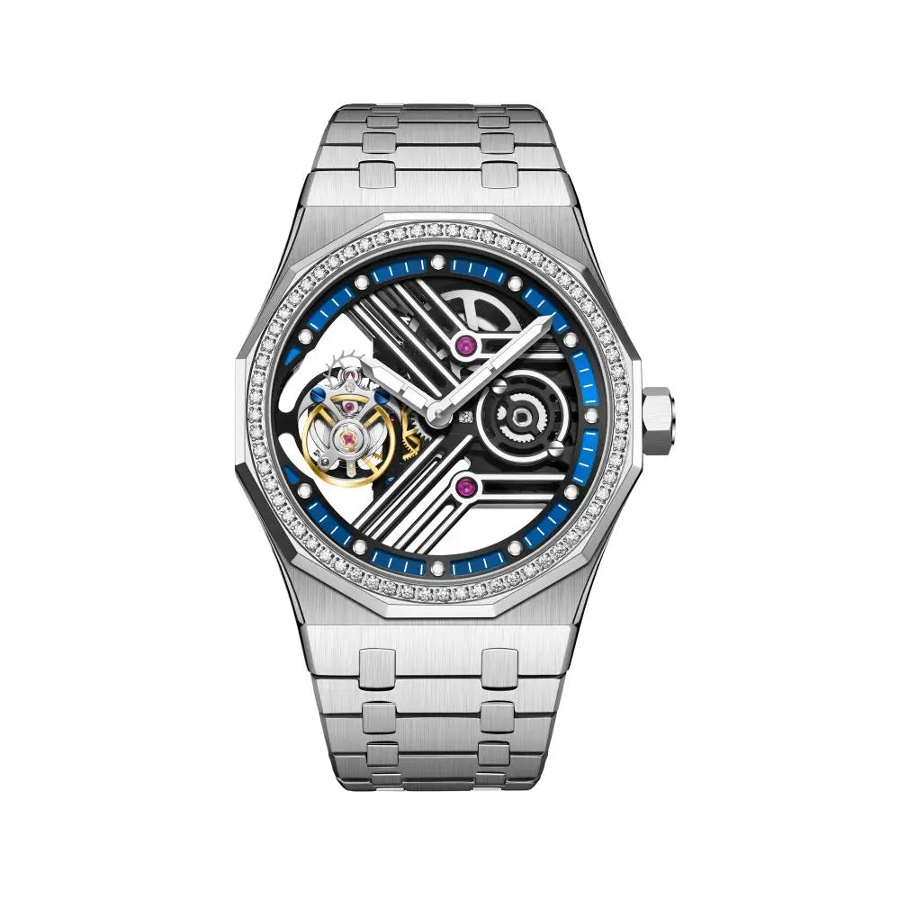 AESOP 7055 Montre Homme Tourbillon Squelette Octogone Saphir Diamant – CLEVI Paris