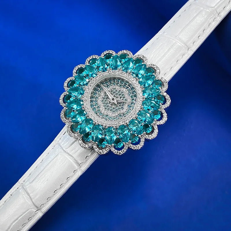 Montre Femme Bracelet Tourmaline Paraïba Quartz Cristal Saphir 10 Bar – CLEVI Paris