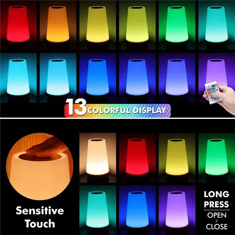 Lampe de Chevet LED 13 Couleurs — Tactile & Télécommande, USB Rechargeable, 10h | CLEVI Paris