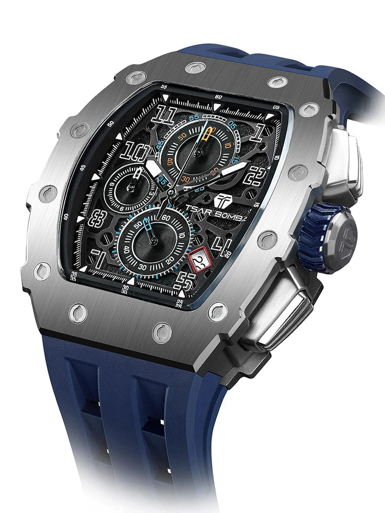 Montre Homme TSAR BOMBA TB-8204Q – Chronographe Quartz Japonais, Verre Saphir, Étanche 50M