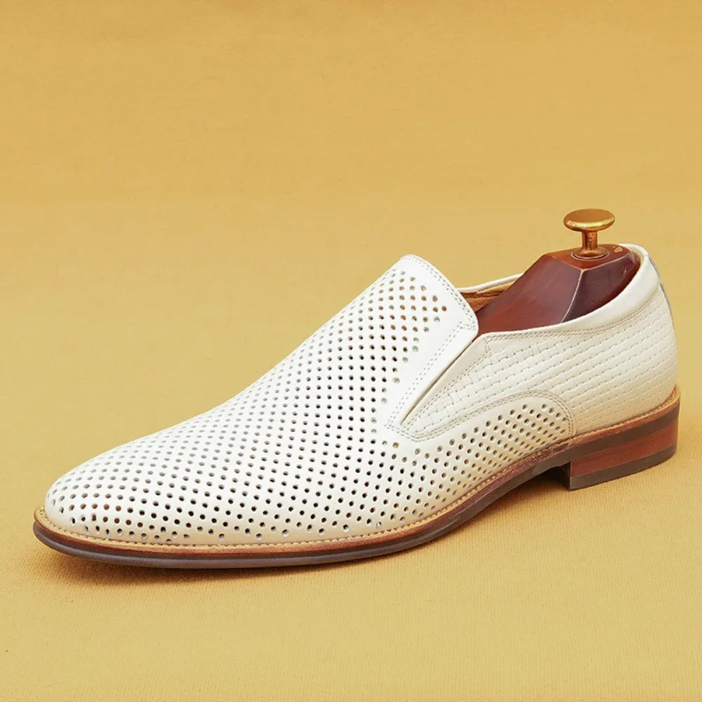 Mocassins Homme Cuir Vache Ajouré Slip-On Bout Rond Semelle Souple Respirant Style Britannique EU 37-46 ASTON M.JAZZ – CLEVI Paris