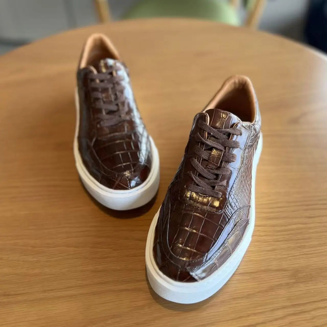 Sneakers Homme Cuir de Crocodile Véritable Casual Imperméables – CLEVI Paris