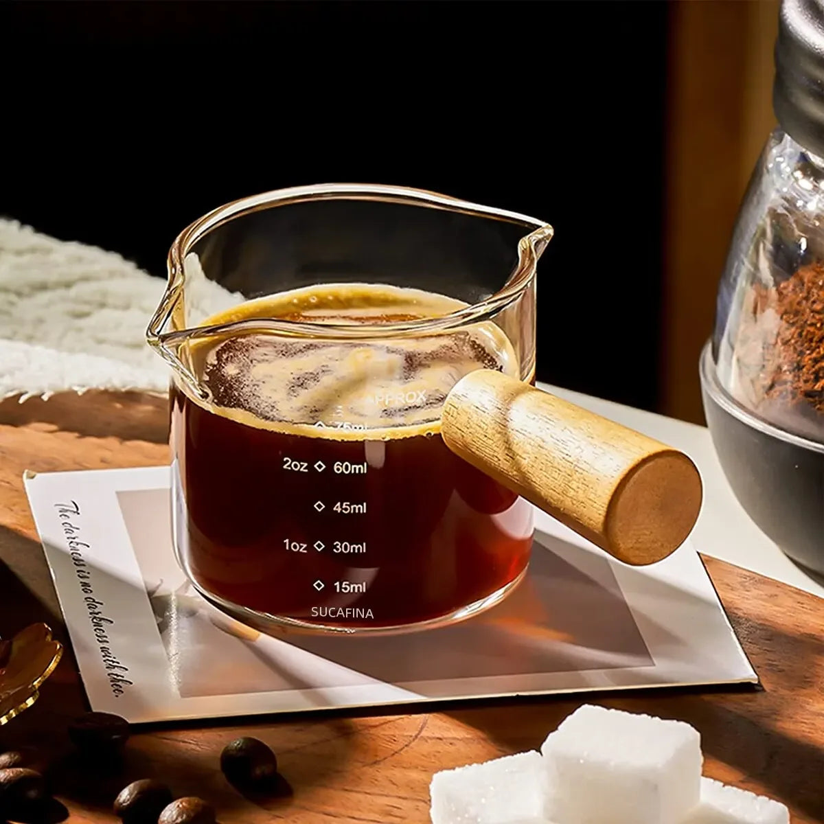 Tasse Espresso en Verre Anse en Bois — 75ml, Simple ou Double Embouchure, Café & Lait | CLEVI Paris