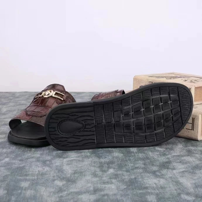 Sandales unisexes en cuir à talon bas – CLEVI Paris