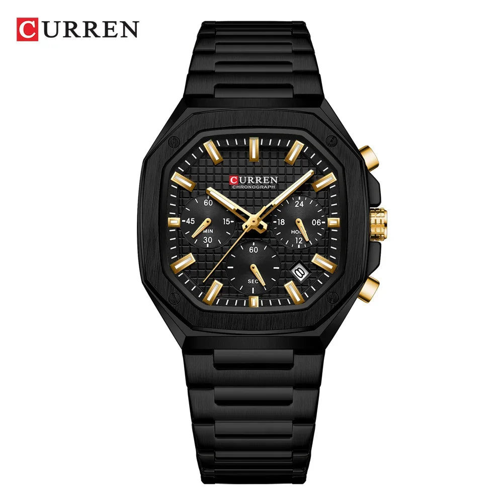 CURREN Montre Quartz Homme Sport Carrée Acier Étanche Chronographe – CLEVI Paris